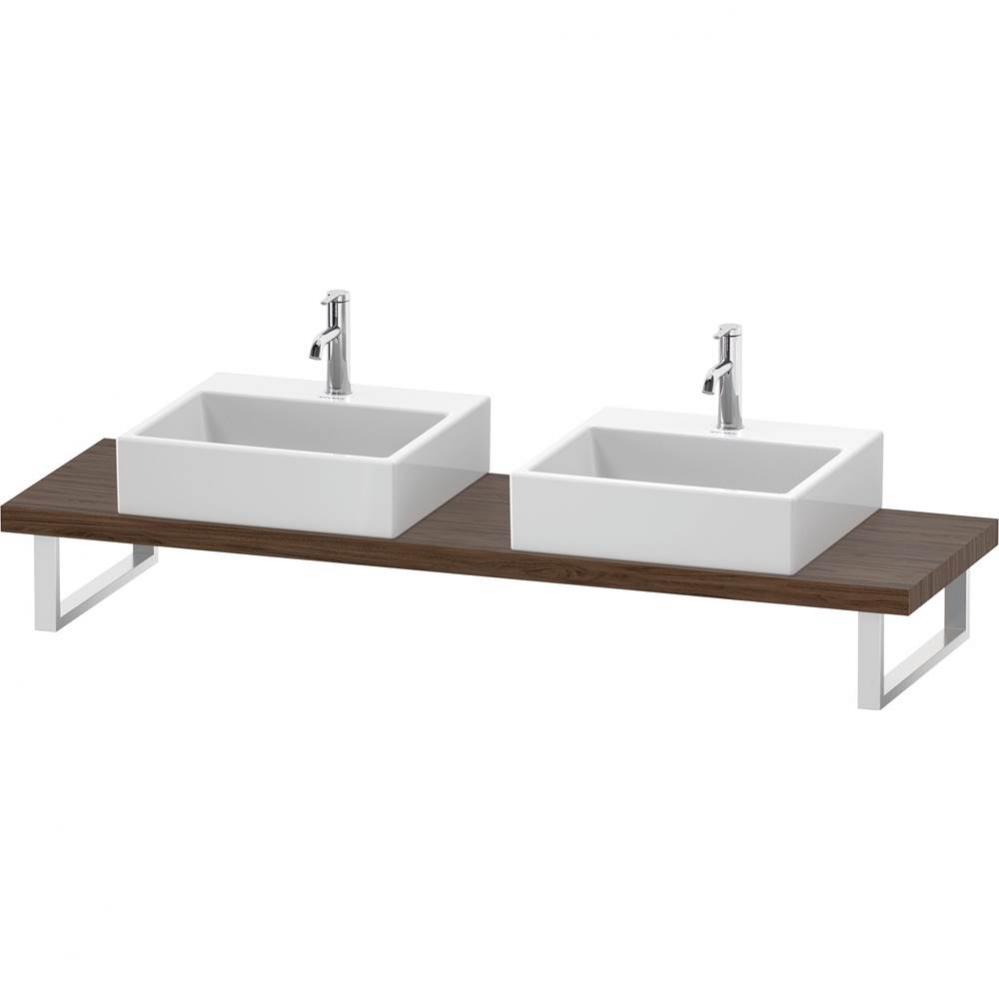 L-Cube Console with Two Sink Cut-Outs Walnut Dark