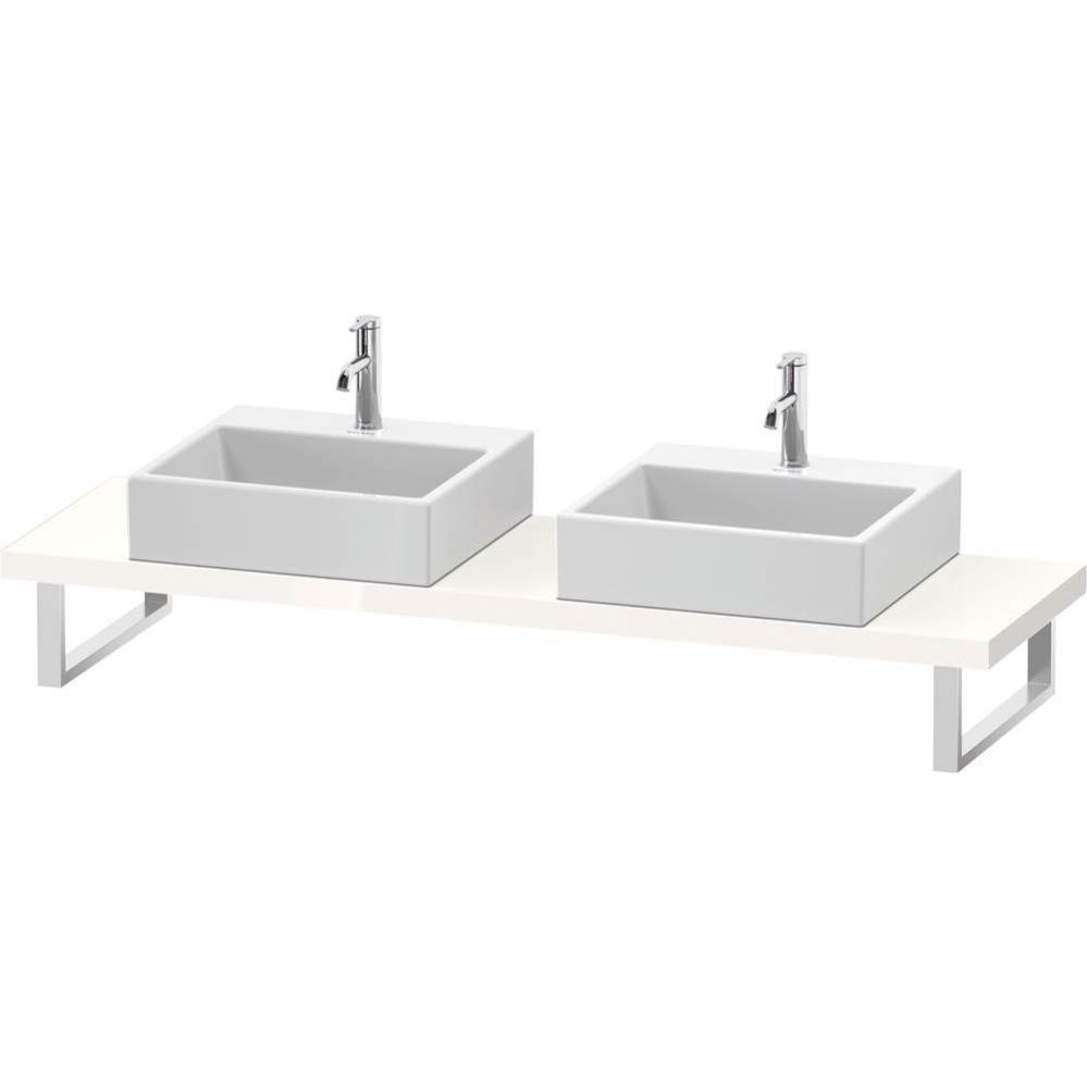 L-Cube Console with Two Sink Cut-Outs White
