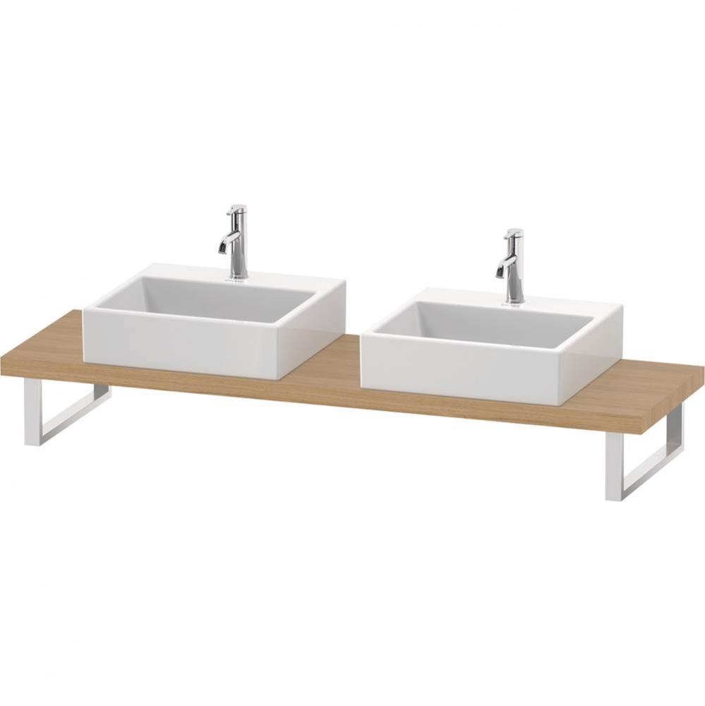 L-Cube Console with Two Sink Cut-Outs Natural Oak