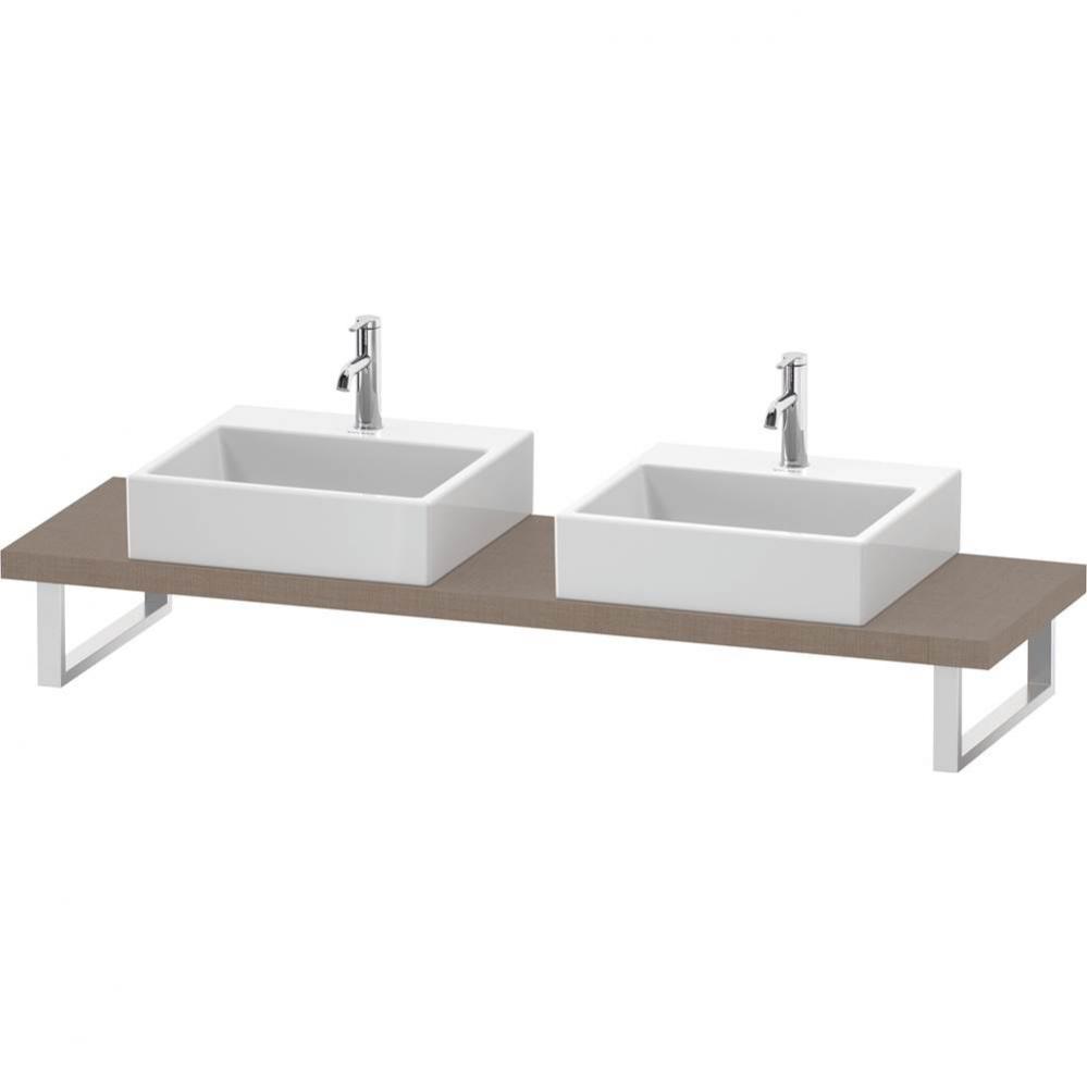 L-Cube Console with Two Sink Cut-Outs Linen