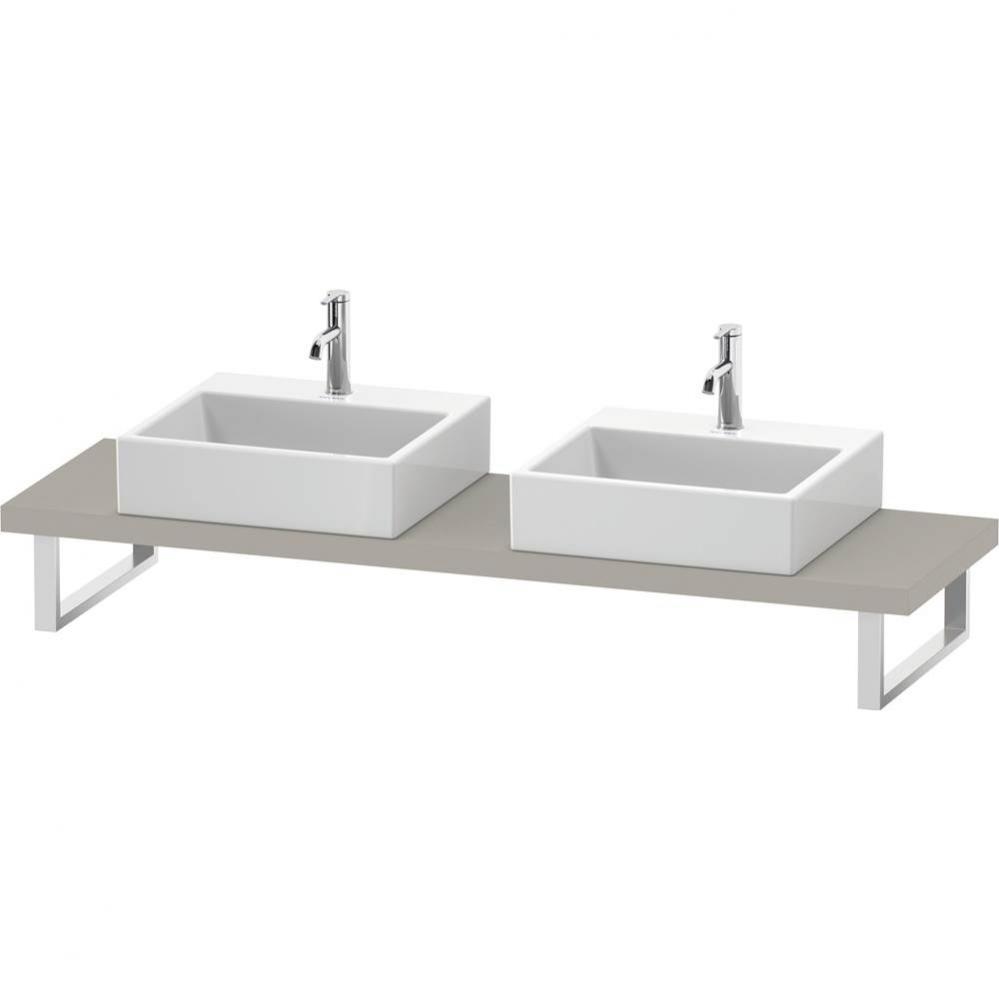 L-Cube Console with Two Sink Cut-Outs Taupe