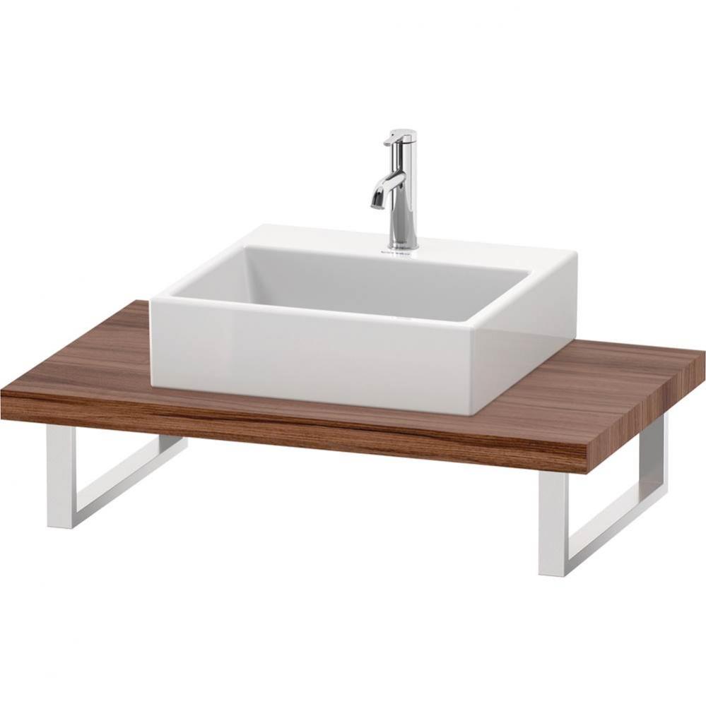 L-Cube Console with One Sink Cut-Out Walnut