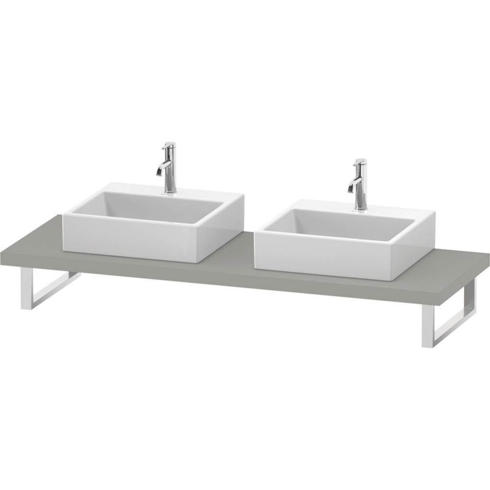 L-Cube Console with Two Sink Cut-Outs Concrete Gray