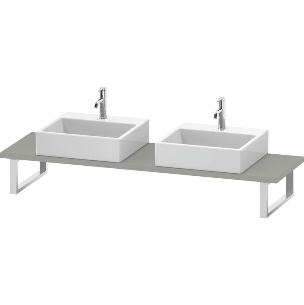L-Cube Console with Two Sink Cut-Outs Concrete Gray