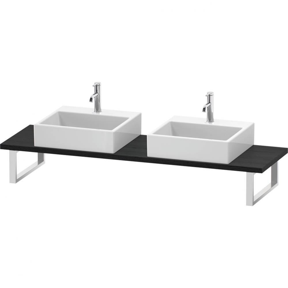L-Cube Console with Two Sink Cut-Outs Oak Black
