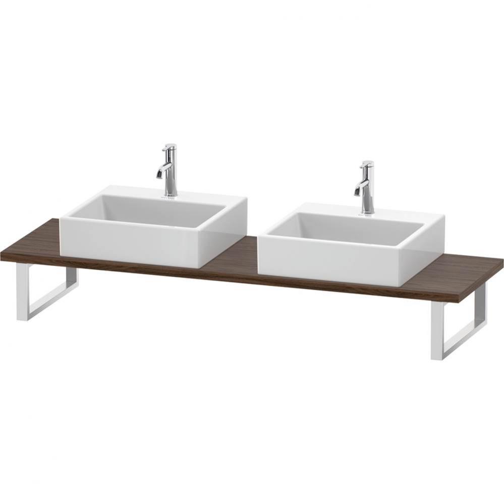 L-Cube Console with Two Sink Cut-Outs Walnut Dark