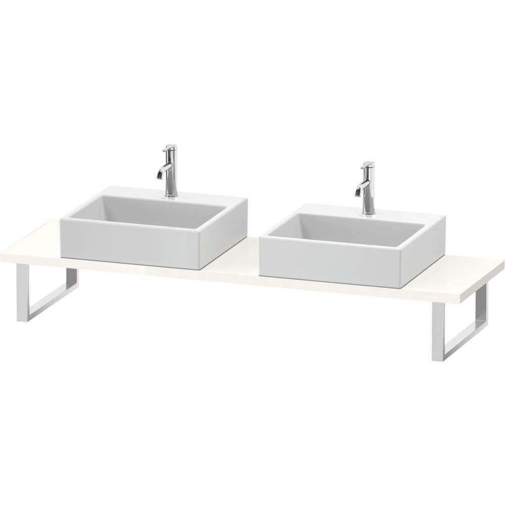 L-Cube Console with Two Sink Cut-Outs White