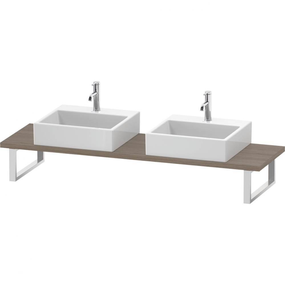 L-Cube Console with Two Sink Cut-Outs Oak Terra