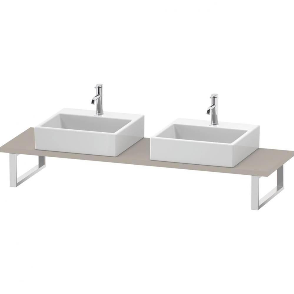 L-Cube Console with Two Sink Cut-Outs Taupe