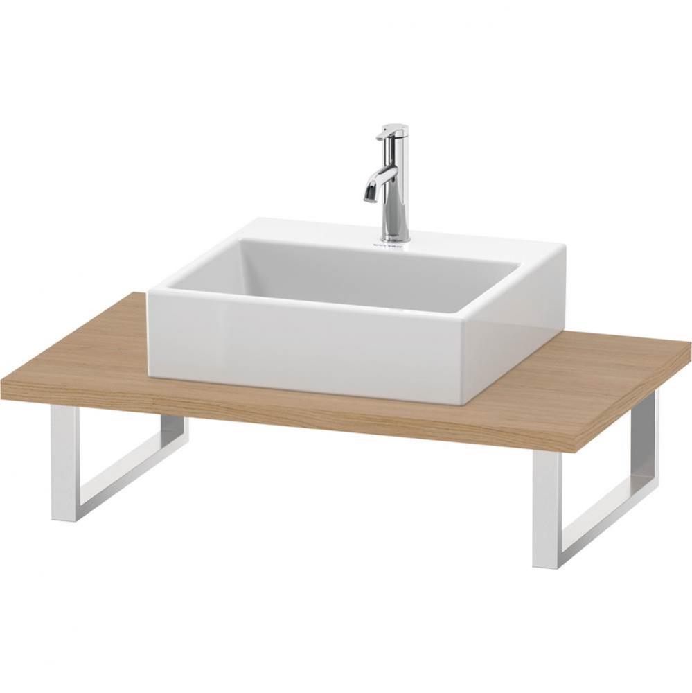 L-Cube Console with One Sink Cut-Out Natural Oak