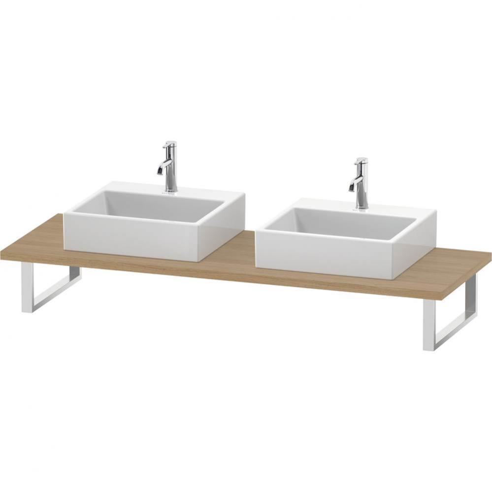 L-Cube Console with Two Sink Cut-Outs Natural Oak
