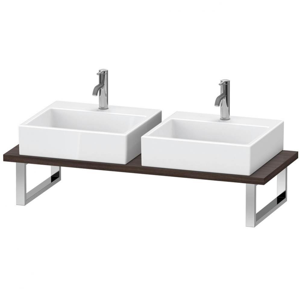 Duravit L-Cube Console with Two Sink Cut-Outs Chestnut Dark
