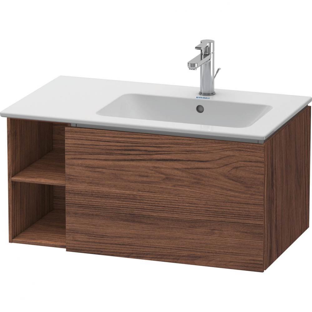 Duravit L-Cube 32 1/4'' Wall Mount One Drawer Single Vanity Cabinet in Dark Walnut, Sink