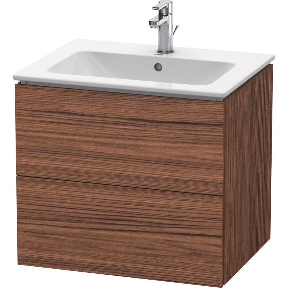 Duravit L-Cube 24 3/8'' Wall Mount Two Drawer Single Vanity Cabinet in Dark Walnut, Sink