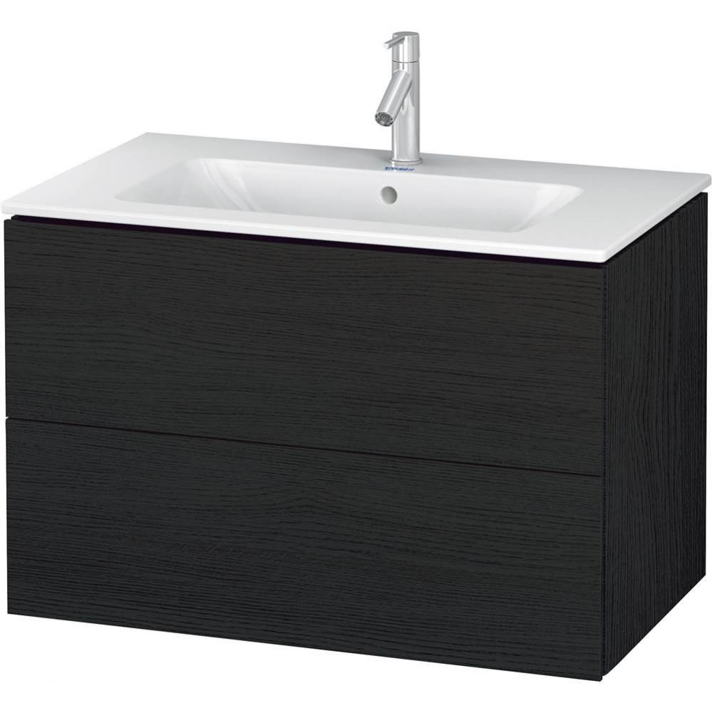 Duravit L-Cube 32 1/4'' Wall Mount Two Drawer Single Vanity Cabinet in Black Oak, Sink S