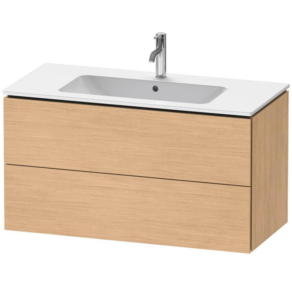 Duravit L-Cube 40 1/8'' Wall Mount Two Drawer Single Vanity Cabinet in Natural Oak, Sink