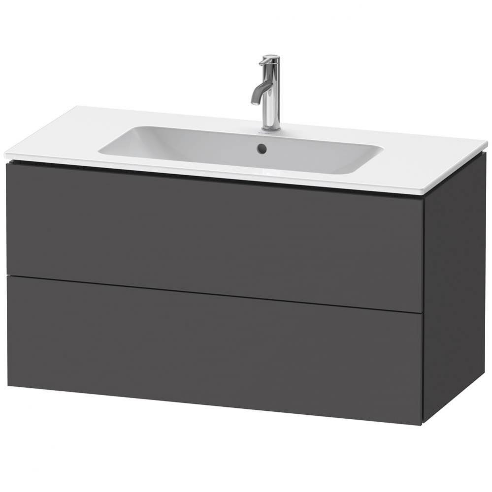 Duravit L-Cube 40 1/8'' Wall Mount Two Drawer Single Vanity Cabinet in Matte Graphite, S