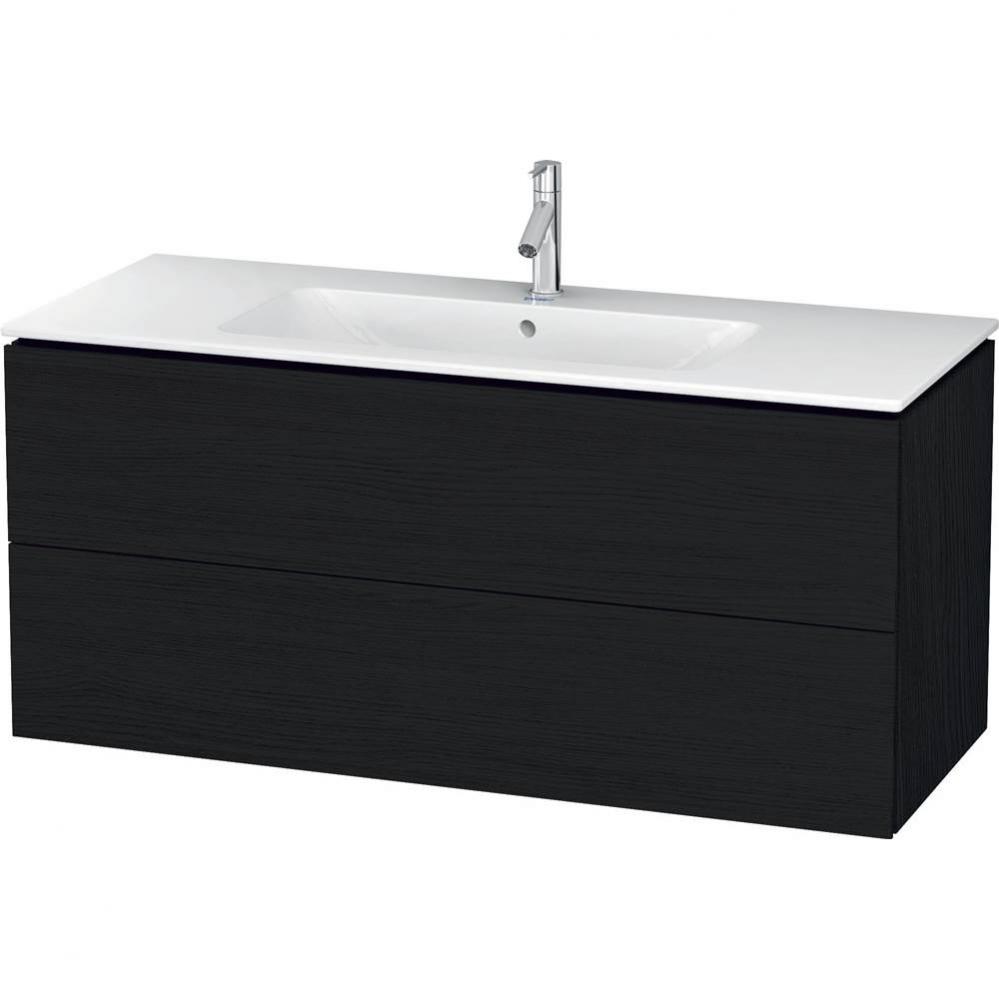 Duravit L-Cube 48'' Wall Mount Two Drawer Single Vanity Cabinet in Black Oak, Sink Sold