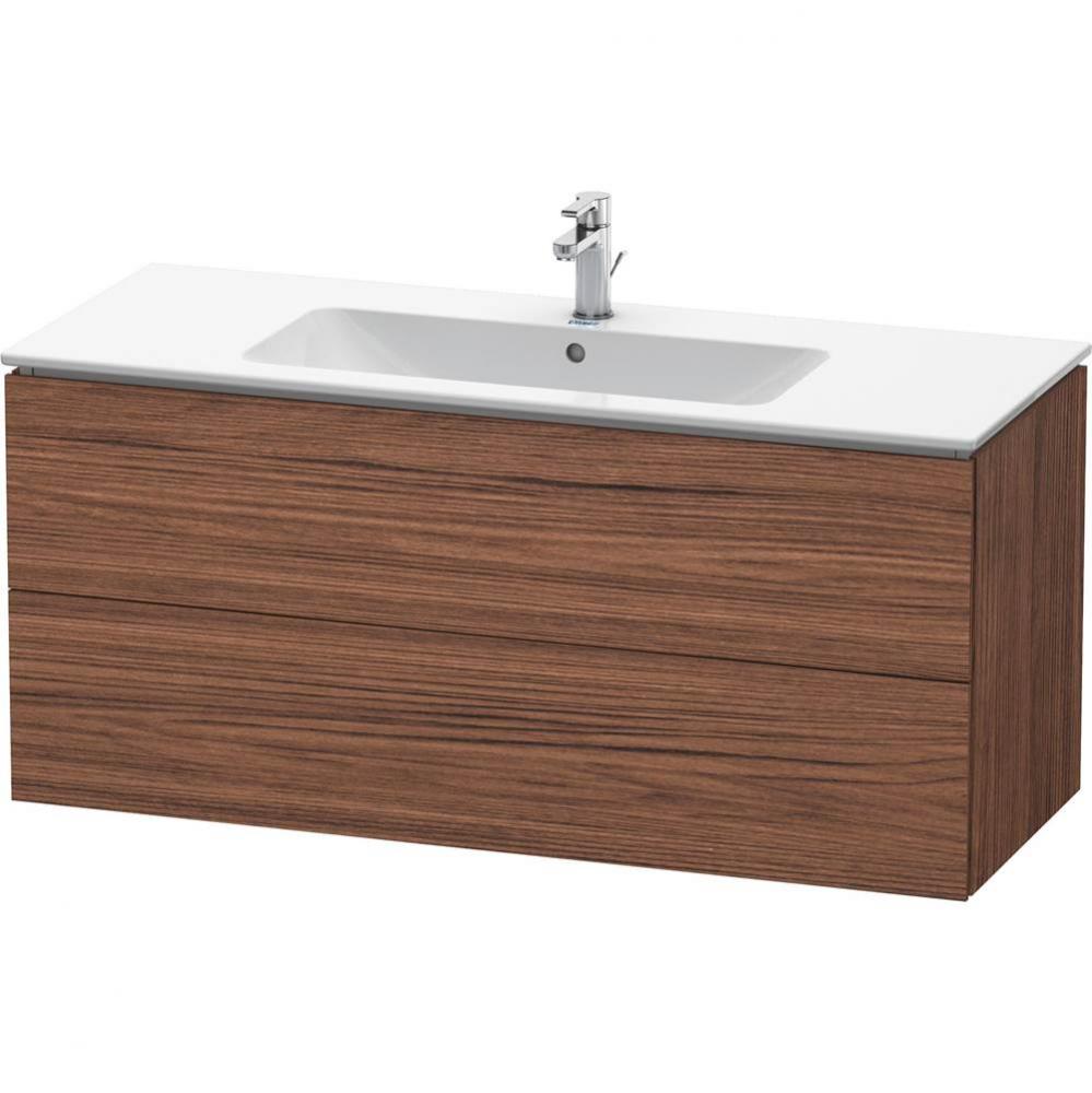 Duravit L-Cube 48'' Wall Mount Two Drawer Single Vanity Cabinet in Dark Walnut, Sink Sol