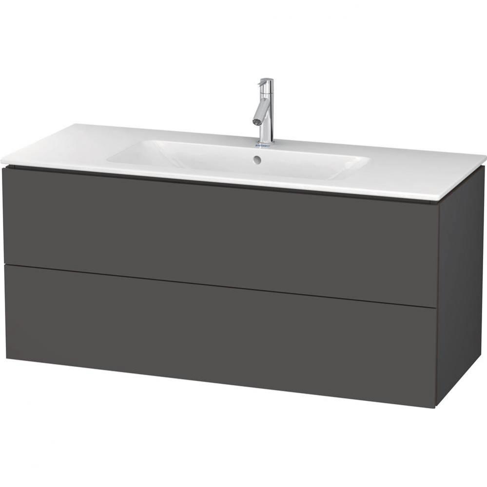 Duravit L-Cube 48'' Wall Mount Two Drawer Single Vanity Cabinet in Matte Graphite, Sink