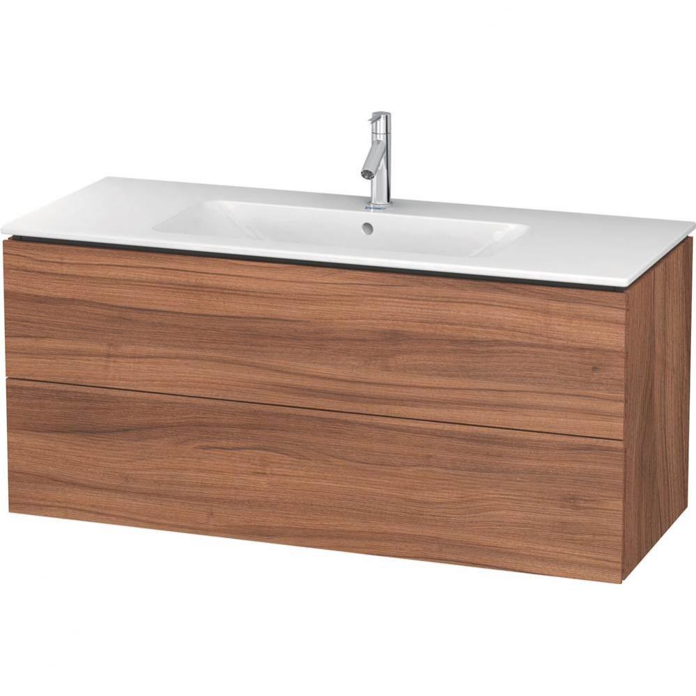 Duravit L-Cube 48'' Wall Mount Two Drawer Single Vanity Cabinet in Natural Walnut, Sink