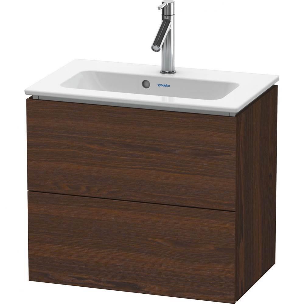L-Cube Two Drawer Wall-Mount Vanity Unit Walnut Brushed