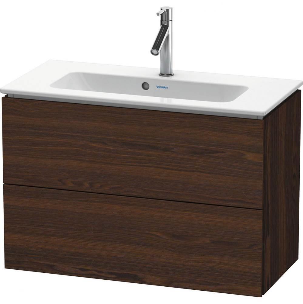 L-Cube Two Drawer Wall-Mount Vanity Unit Walnut Brushed