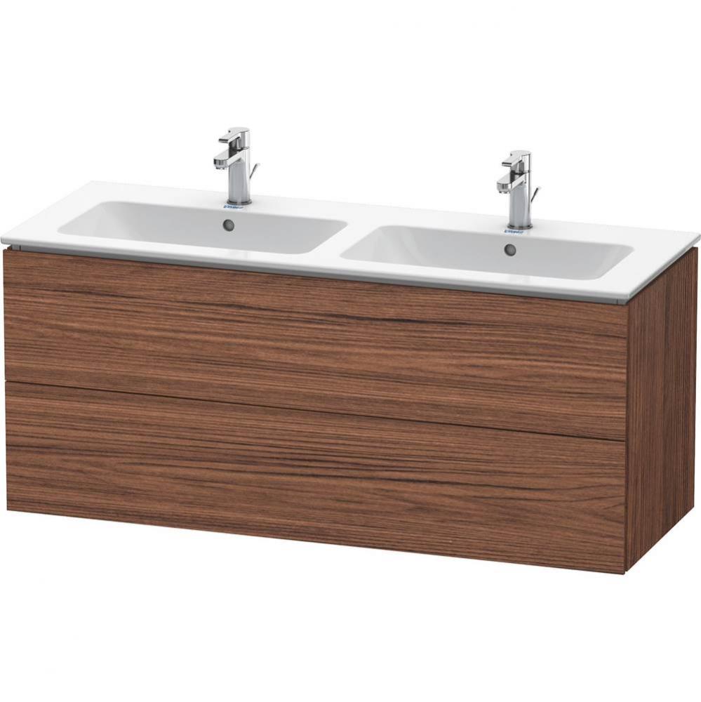 Duravit L-Cube 50 3/4'' Wall Mount Two Drawer Single Vanity Cabinet in Dark Walnut, Sink