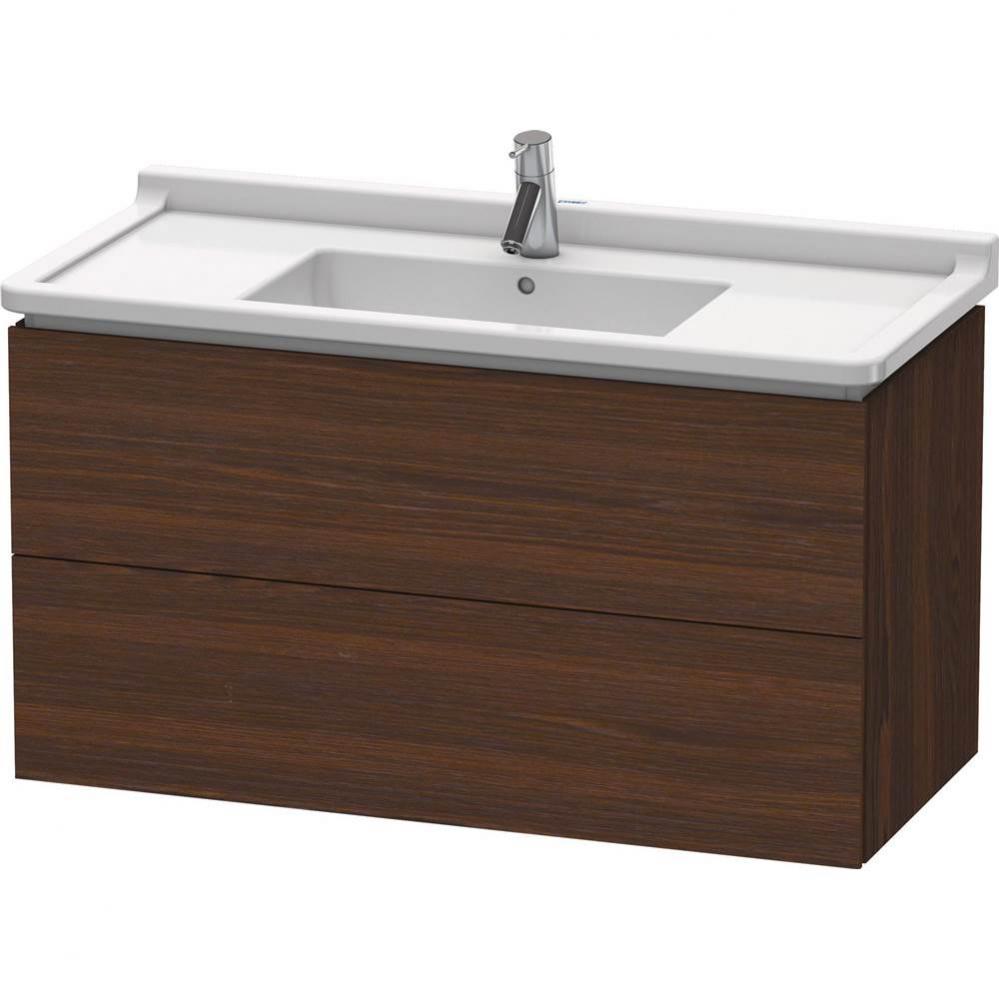 L-Cube Two Drawer Wall-Mount Vanity Unit Walnut Brushed