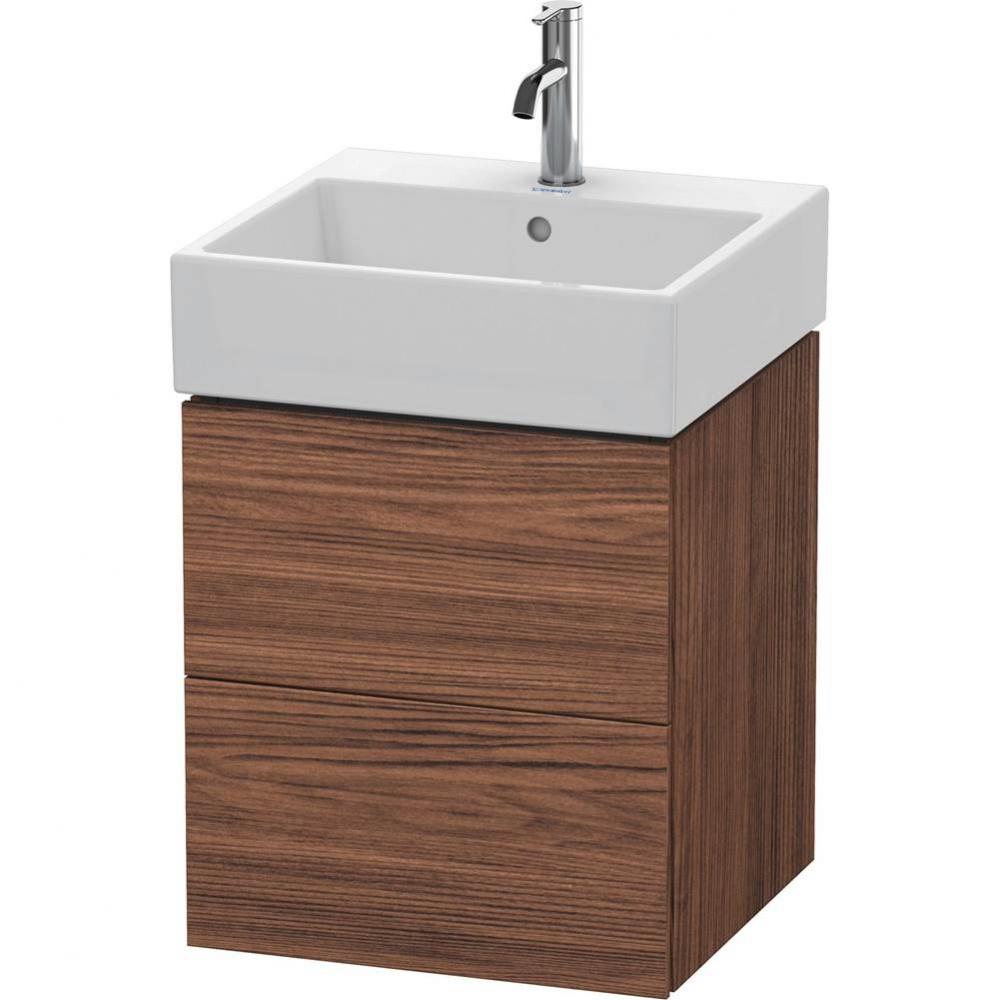 Duravit L-Cube 19'' Wall Mount Two Drawer Single Vanity Cabinet in Dark Walnut, Sink Sol