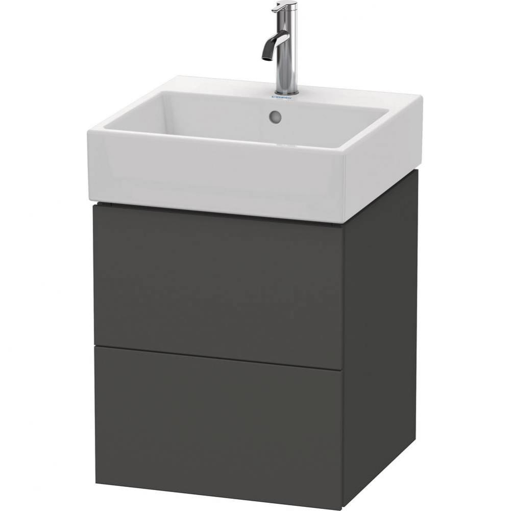 Duravit L-Cube 19'' Wall Mount Two Drawer Single Vanity Cabinet in Matte Graphite, Sink