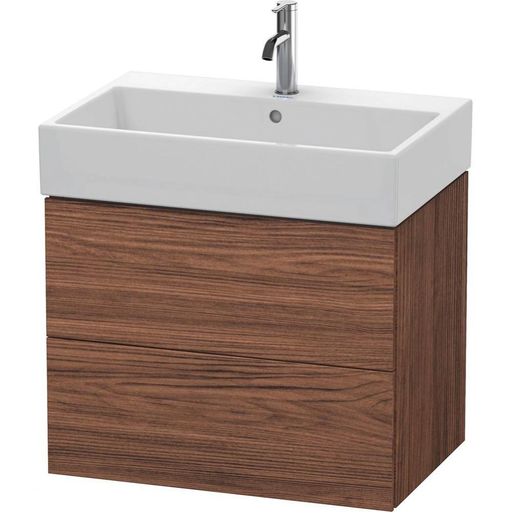 Duravit L-Cube 26 7/8'' Wall Mount Two Drawer Single Vanity Cabinet in Dark Walnut, Sink