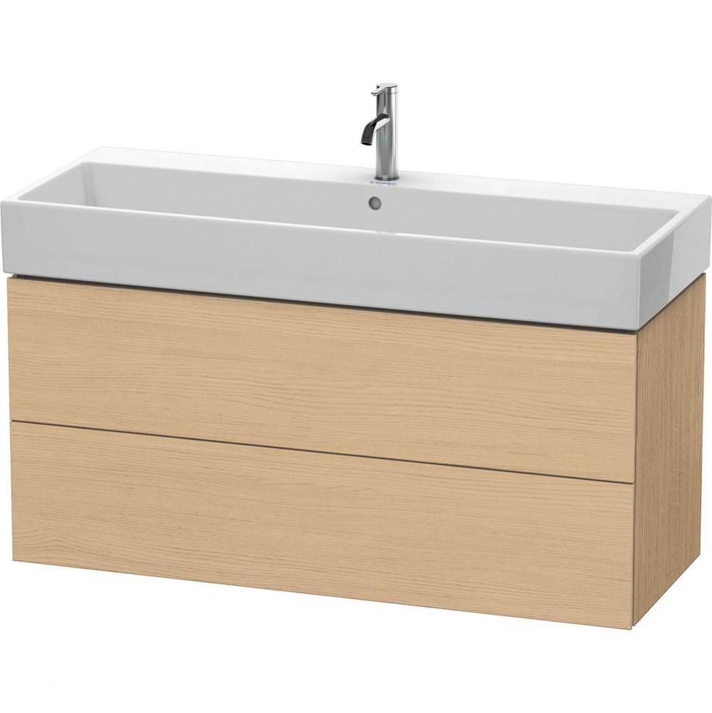 Duravit L-Cube 46 5/8'' Wall Mount Two Drawer Single Vanity Cabinet in Natural Oak, Sink