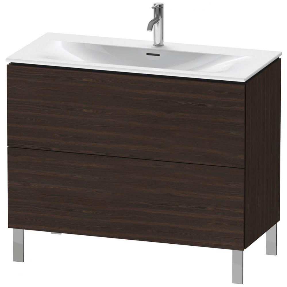 L-Cube Two Drawer Floorstanding Vanity Unit Walnut Brushed