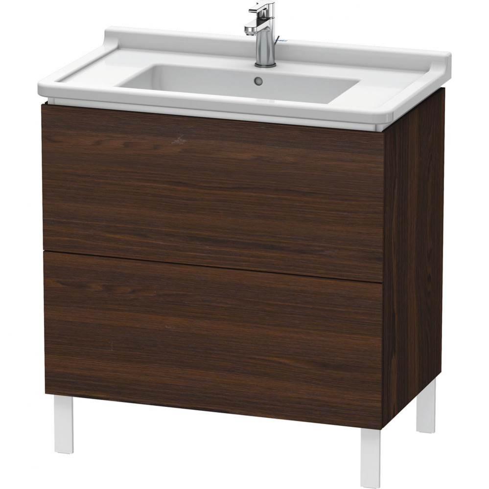 L-Cube Two Drawer Floorstanding Vanity Unit Walnut Brushed