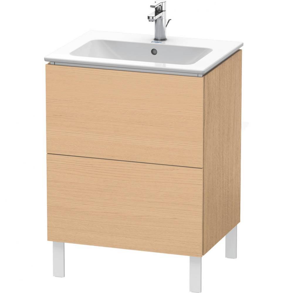 Duravit L-Cube 24 3/8'' Wall Mount Two Drawer Single Vanity Cabinet in Natural Oak, Sink