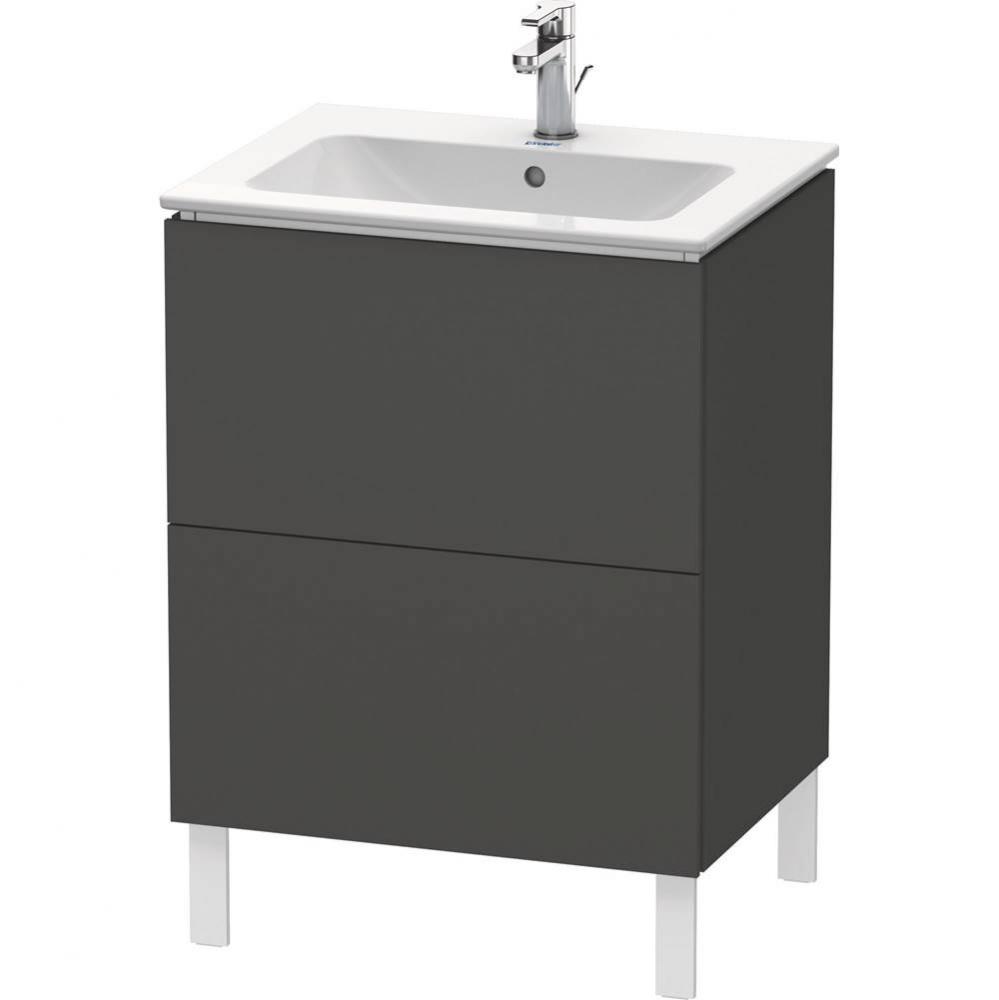 Duravit L-Cube 24 3/8'' Wall Mount Two Drawer Single Vanity Cabinet in Matte Graphite, S