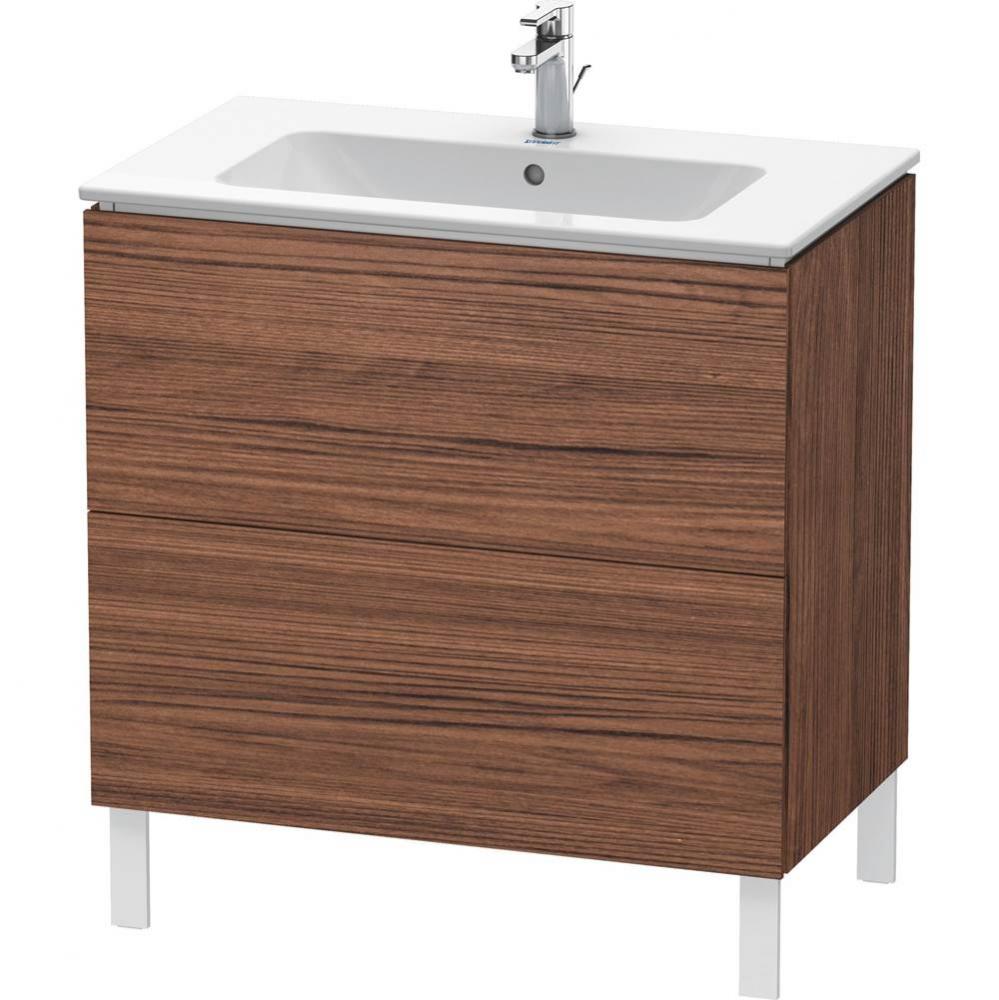 Duravit L-Cube 32 1/4'' Wall Mount Two Drawer Single Vanity Cabinet in Dark Walnut, Sink