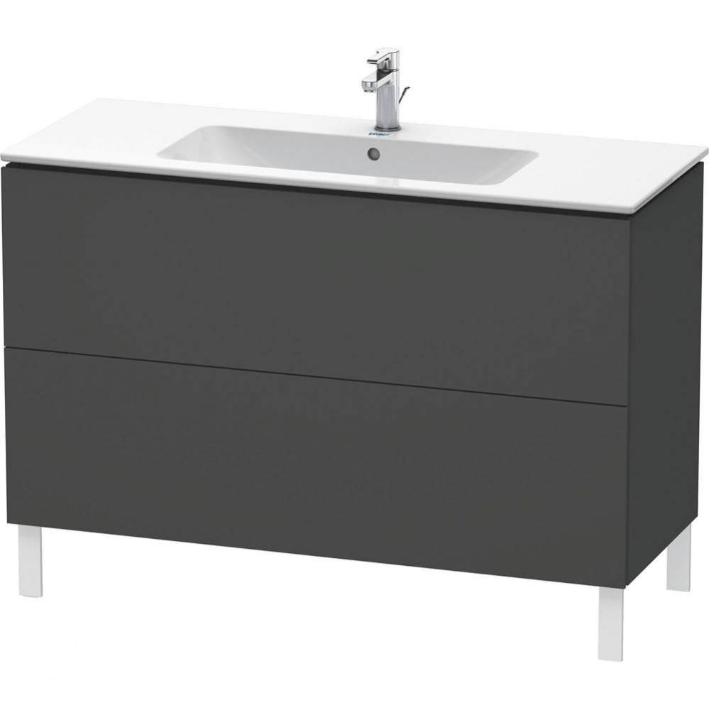 Duravit L-Cube 48'' Wall Mount Two Drawer Single Vanity Cabinet in Matte Graphite, Sink
