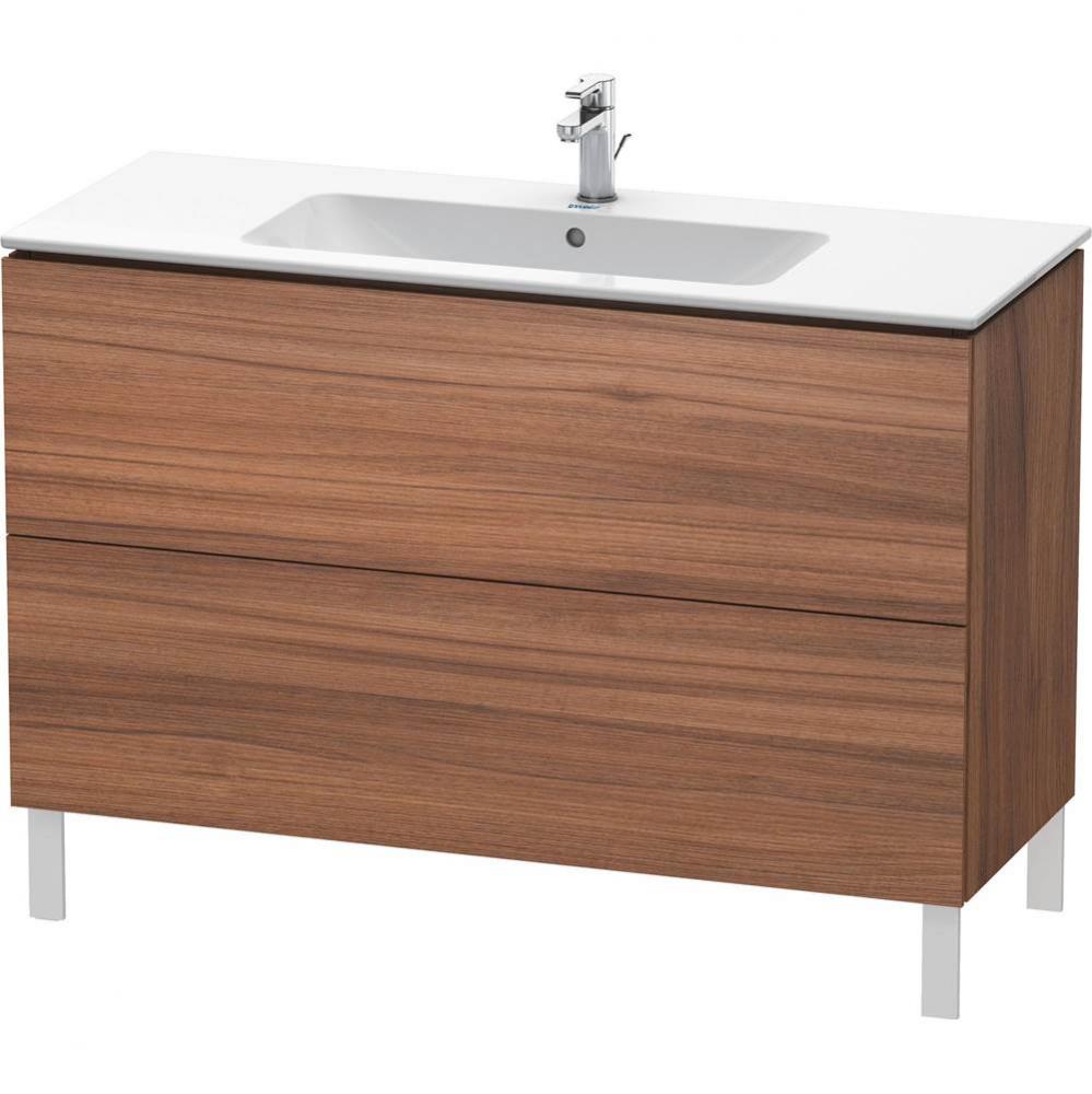 Duravit L-Cube 48'' Wall Mount Two Drawer Single Vanity Cabinet in Natural Walnut, Sink