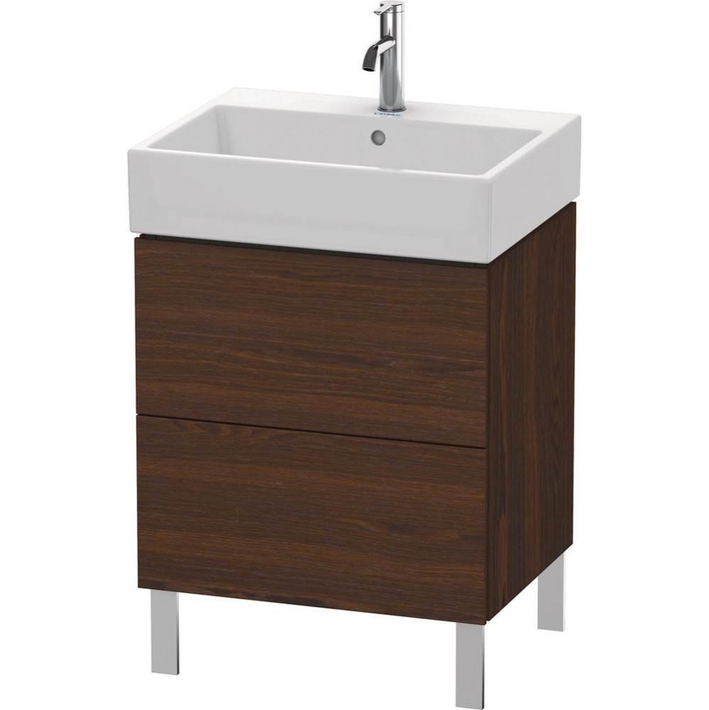 L-Cube Two Drawer Floorstanding Vanity Unit Walnut Brushed