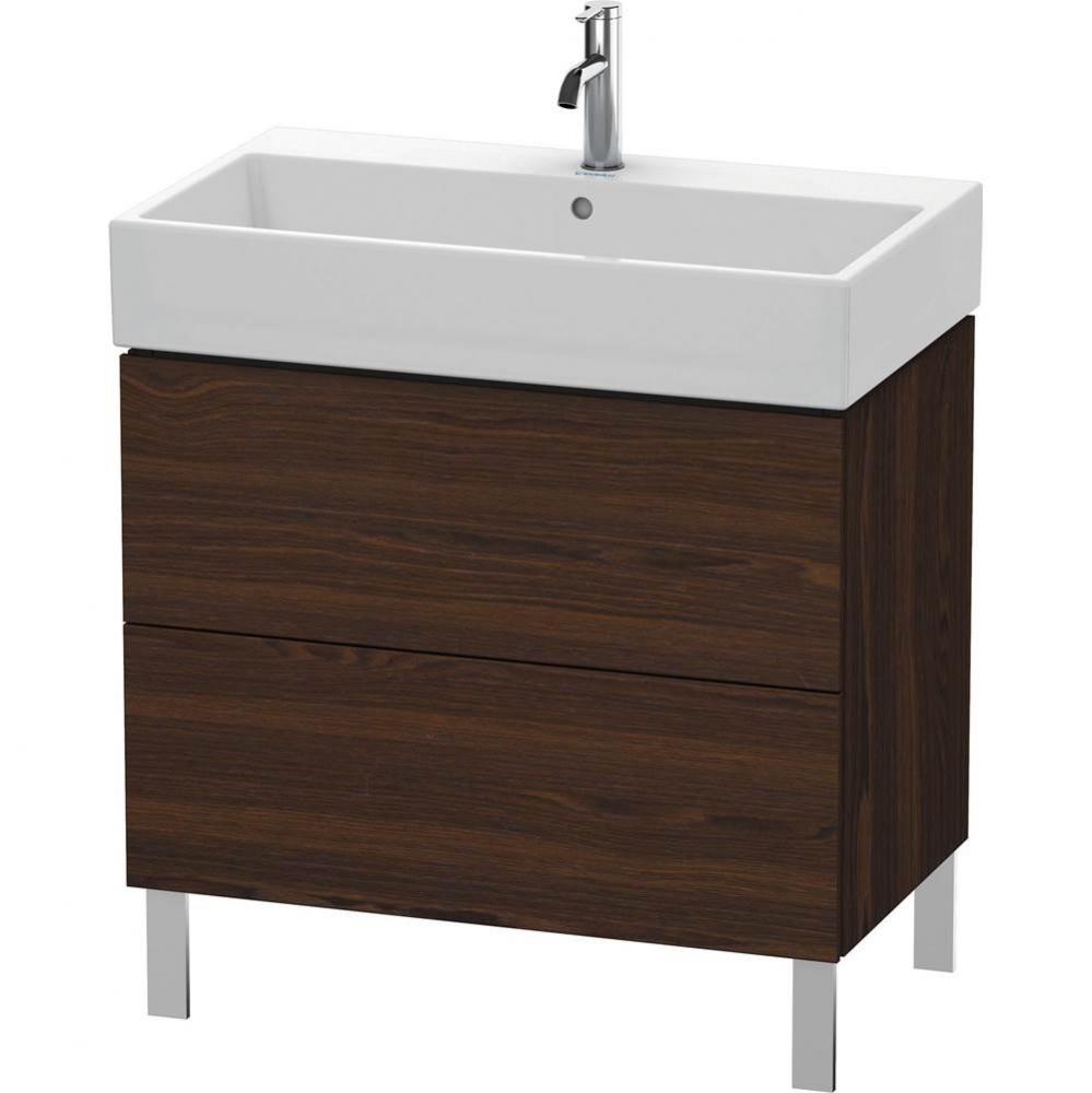 L-Cube Two Drawer Floorstanding Vanity Unit Walnut Brushed