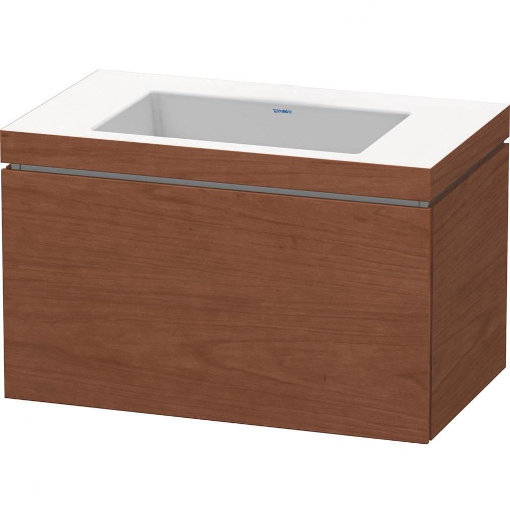 L-Cube One Drawer C-Bonded Wall-Mount Vanity Kit American Walnut