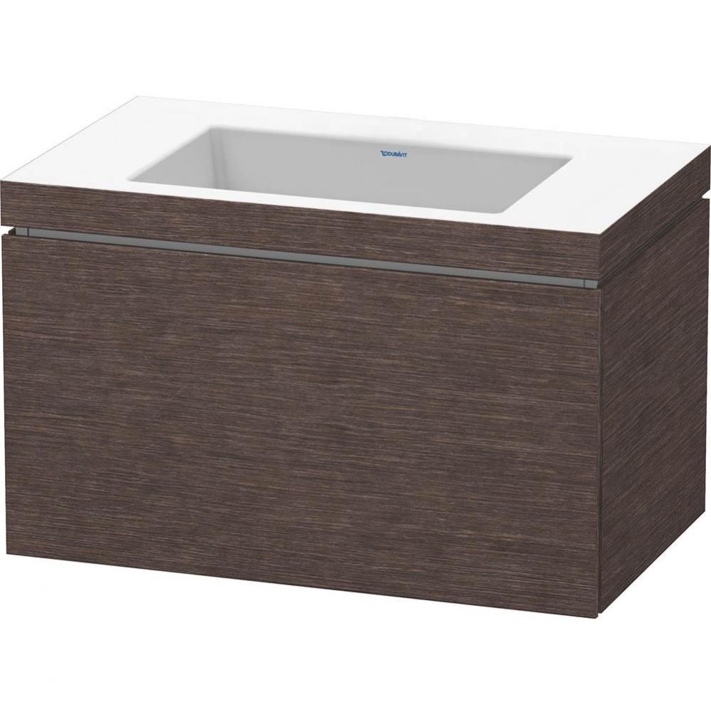 L-Cube One Drawer C-Bonded Wall-Mount Vanity Kit Dark Brushed Oak