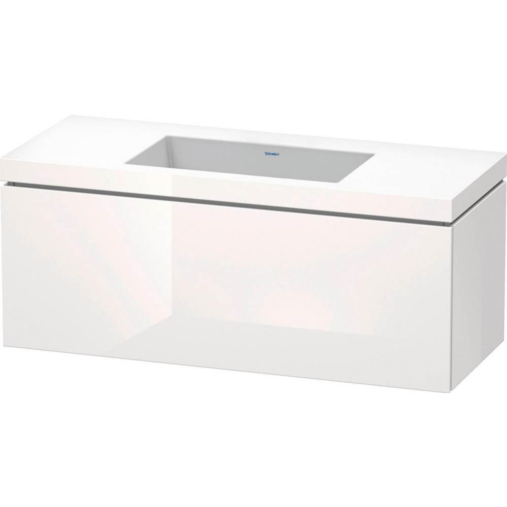 L-Cube One Drawer C-Bonded Wall-Mount Vanity Kit White