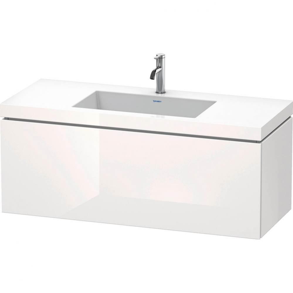 L-Cube One Drawer C-Bonded Wall-Mount Vanity Kit White