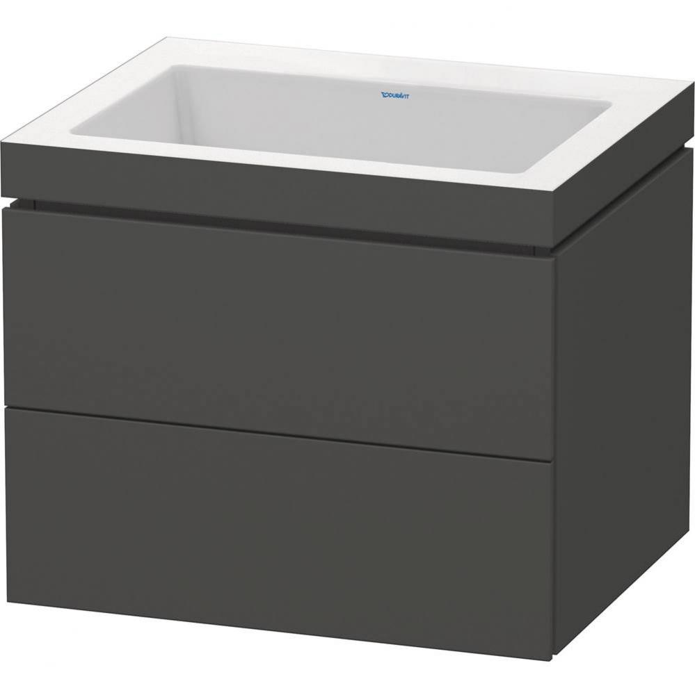 Duravit L-Cube 23 5/8'' Wall Mount Two Drawer c-bonded Single Vanity in Matte Graphite,