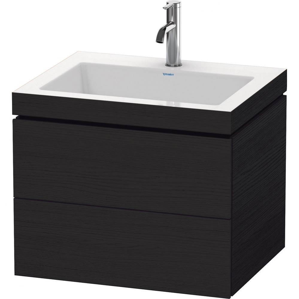 Duravit L-Cube 23 5/8'' Wall Mount Two Drawer c-bonded Single Vanity in Black Oak, Inclu