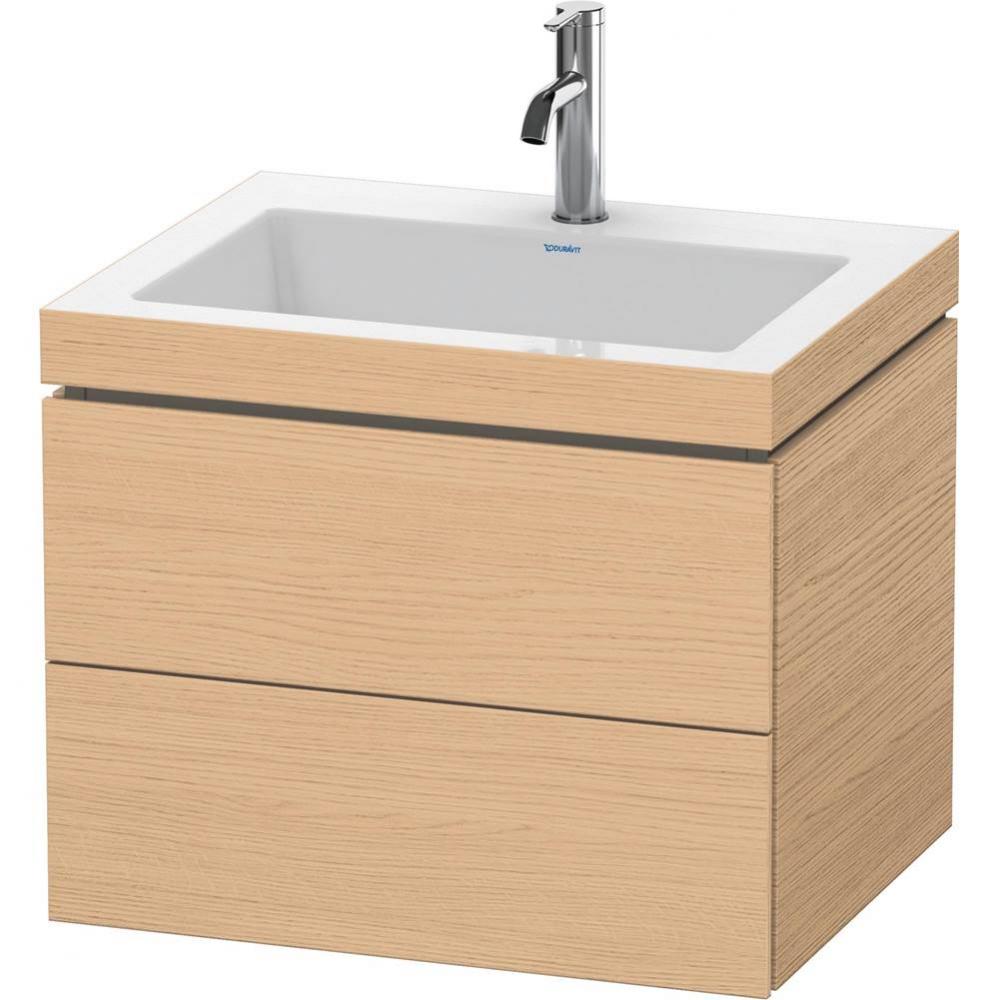 Duravit L-Cube 23 5/8'' Wall Mount Two Drawer c-bonded Single Vanity in Natural Oak, Inc