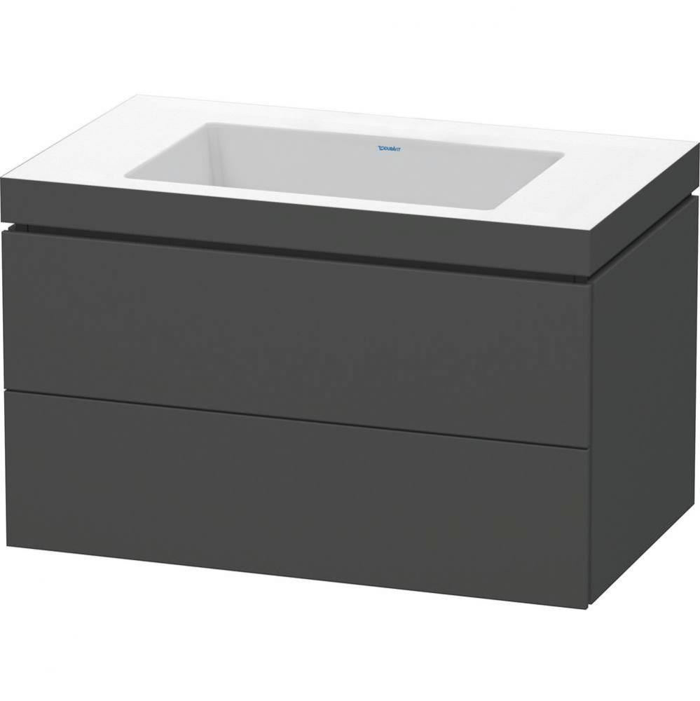Duravit L-Cube 31 1/2'' Wall Mount Two Drawer c-bonded Single Vanity in Matte Graphite,